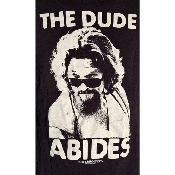 The Dude Abides The Big Lebowski Short Sleeve T-Shirt Black Small - Picture 2 of 5